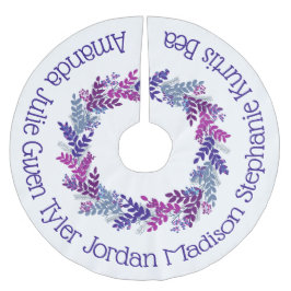 紫色のクリスマスリースの家族の名前 ブラッシュドポリエステルツリースカート