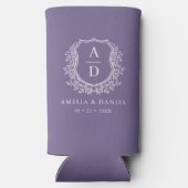 紫色のクレストボタニカルモノグラム結婚ズ スリム缶クーラー (裏面)