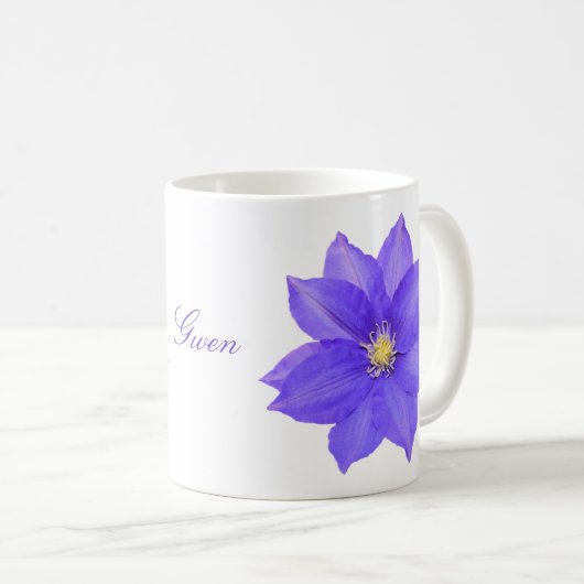紫色のクレマチスコーヒーカップマグカップ コーヒーマグカップ (正面右)