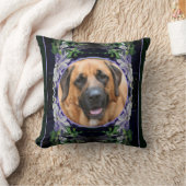 紫色のクレマチスフラワーフレーム独自の写真を作成 クッション (ブランケット)