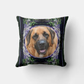 紫色のクレマチスフラワーフレーム独自の写真を作成 クッション (裏面)