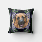 紫色のクレマチスフラワーフレーム独自の写真を作成 クッション (正面)