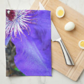 紫色のクレマチス花 キッチンタオル (四つ折り)