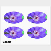 紫色のクレマチス花 楕円形シール (シート)