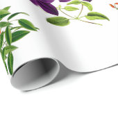 紫色のクレマティスとワイルドフラワーのフローラ ラッピングペーパー (ロールコーナー)