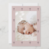 紫色のクロス書道Taupe写真バプテスマ 招待状 (裏面)