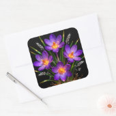 紫色のクロッカスの花のステッカー スクエアシール (封筒)