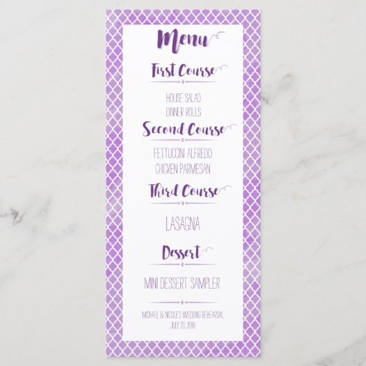 紫色のクローバーメニュー メニュー (正面)