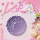 紫色のグラディエントきらめくダイヤモンドスパイダーウェブ ペーパープレート (パーティー)