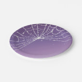 紫色のグラディエントきらめくダイヤモンドスパイダーウェブ ペーパープレート (アングル)