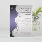 紫色のグラディエント華美シルバー結婚チョウ 招待状 (スタンド正面)