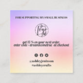 紫色のグラデクールーションのレトロなスクリ感謝していプトの順序 スクエア名刺 (裏面)