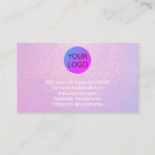 紫色のグラデーションのテクスチャイヤリングスタッドロゴ 名刺 (裏面)