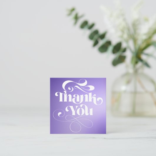 紫色のグラデーションのレトロスクリプトの順感謝してい序 スクエア名刺 (スタンド正面)