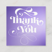紫色のグラデーションのレトロスクリプトの順感謝してい序 スクエア名刺 (正面)
