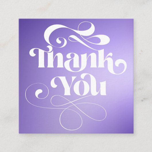 紫色のグラデーションのレトロスクリプトの順感謝してい序 スクエア名刺 (正面)