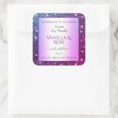 紫色のグラデーショングリッター製品の包装ラベル スクエアシール (バッグ)