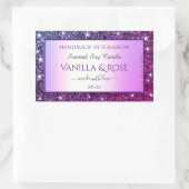 紫色のグラデーショングリッター製品の包装ラベル 長方形シール (バッグ)