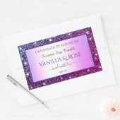 紫色のグラデーショングリッター製品の包装ラベル 長方形シール (封筒)