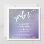 紫色のグラデーションテクスチャが延期さ結婚れた更新カード 招待状 (正面)