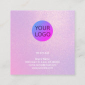 紫色のグラデーションテクスチャイヤリングスタッドロゴ スクエア名刺 (裏面)