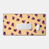 紫色のグラデーションハートパターンのピンク デスクマット (キーボード&マウス)