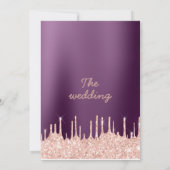 紫色のグラデーションバラ金ゴールドグリッター結婚の乾燥 招待状 (裏面)