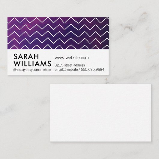 紫色のグラデーション背景 | 波線パターン 名刺 (正面/裏面)