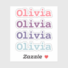 紫色のグラデーション色キッズ名カットアウト シール