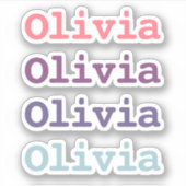 紫色のグラデーション色キッズ名カットアウト シール (正面)