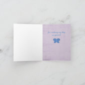 紫色のグランジデイジーと蝶のサンキューカード サンキューカード (内部)