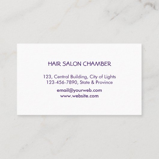 紫色のグリッターのガーリーなフェイクな大理石のメーキャップアーティスト 名刺 (裏面)