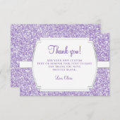 紫色のグリッターのサンキューカード サンキューカード (正面/裏面)