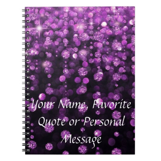 紫色のグリッターのダイヤモンド ノートブック (正面)