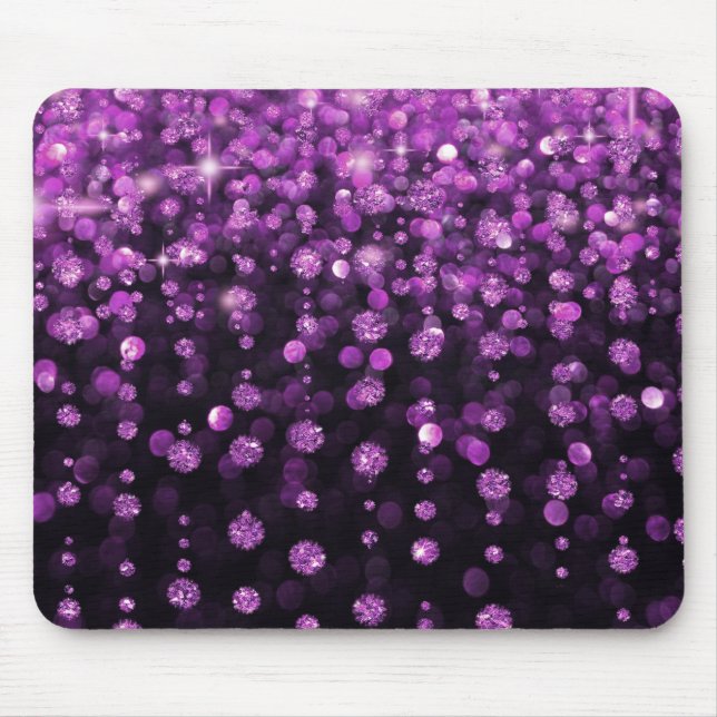 紫色のグリッターのダイヤモンド マウスパッド (正面)