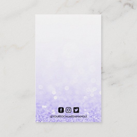 紫色のグリッターのネックレスディスプレイ 名刺 (裏面)