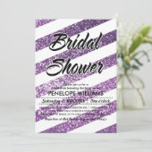 紫色のグリッターのブライダルシャワー招待状 招待状 (スタンド正面)