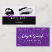 紫色のグリッターのマスカラかまつげの名刺 名刺 (正面/裏面)