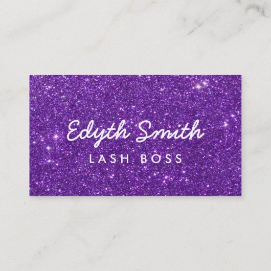 紫色のグリッターのマスカラかまつげの名刺 名刺 (裏面)