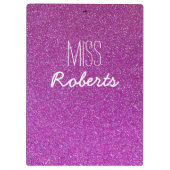 紫色のグリッターの先生の(カスタマイズ可能な)クリップボード クリップボード (裏面)