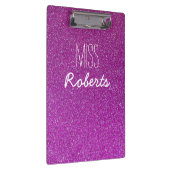紫色のグリッターの先生の(カスタマイズ可能な)クリップボード クリップボード (右)