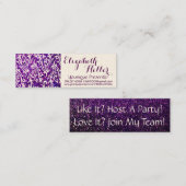 紫色のグリッターの名刺 スキニー名刺 (正面/裏面)