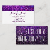 紫色のグリッターの名刺 名刺 (正面/裏面)