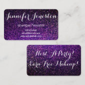 紫色のグリッターの名刺、提出者カード 名刺 (正面/裏面)