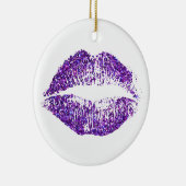 紫色のグリッターの唇 セラミックオーナメント (右)