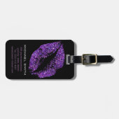 紫色のグリッターの唇 ラゲッジタグ (正面横)