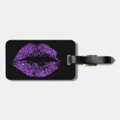 紫色のグリッターの唇 ラゲッジタグ (裏面横)