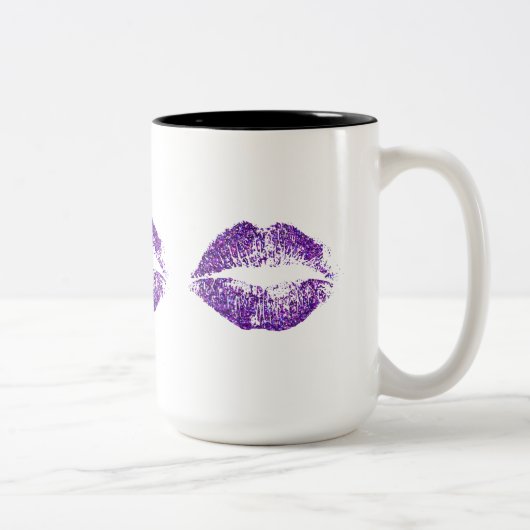 紫色のグリッターの唇#2 ツートーンマグカップ (右)