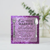 紫色のグリッターの結婚式のリハーサルの夕食 招待状 (スタンド正面)