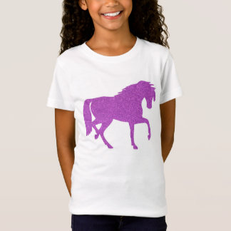 紫色のグリッターの馬の女の子のワイシャツ Tシャツ
